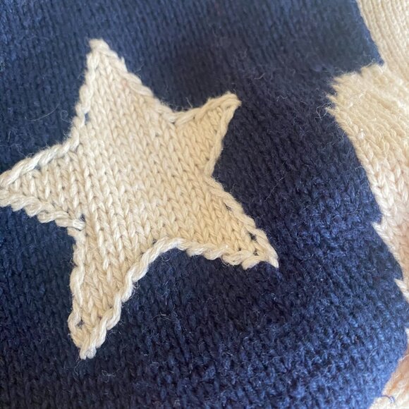 Lauren Hansen VTG American Flag Novelty Knit Cardigan Sweater M Button Up Ramie - Picture 7 of 12